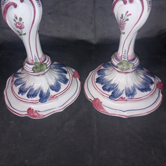 Vintage Set of 2 Hand Painted Italian Candlesticks 7 in EUC - Picture 2 of 8